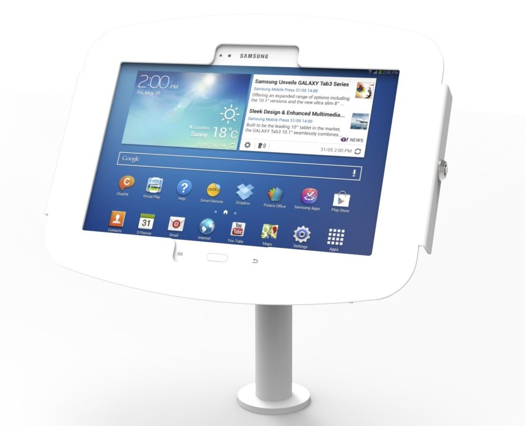 Pole-mounted Samsung Galaxy Enclosure Kiosk (for Galaxy 10)