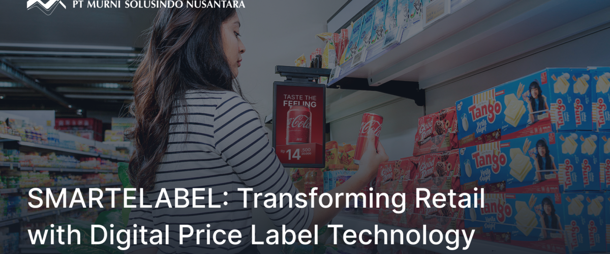 A retail customer holding a can of Coca Cola in a store aisle, with an electronic shelf label nearby displaying the discounted price of the drink 